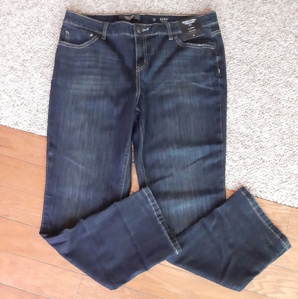 NWT Simply Vera Vera Wang Mid Rise Capri Jeans size 12 - Picture 8 of 13